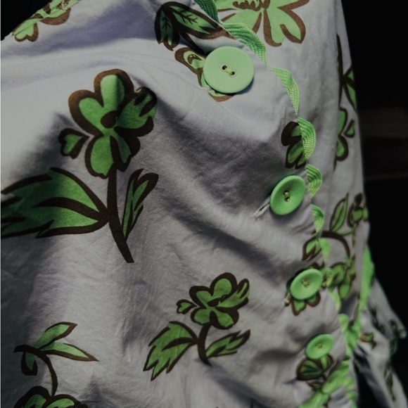 Unique Vintage Lavender & Mint Green Floral Print Peplum Honeybun Top - XL/14 - Picture 5 of 8